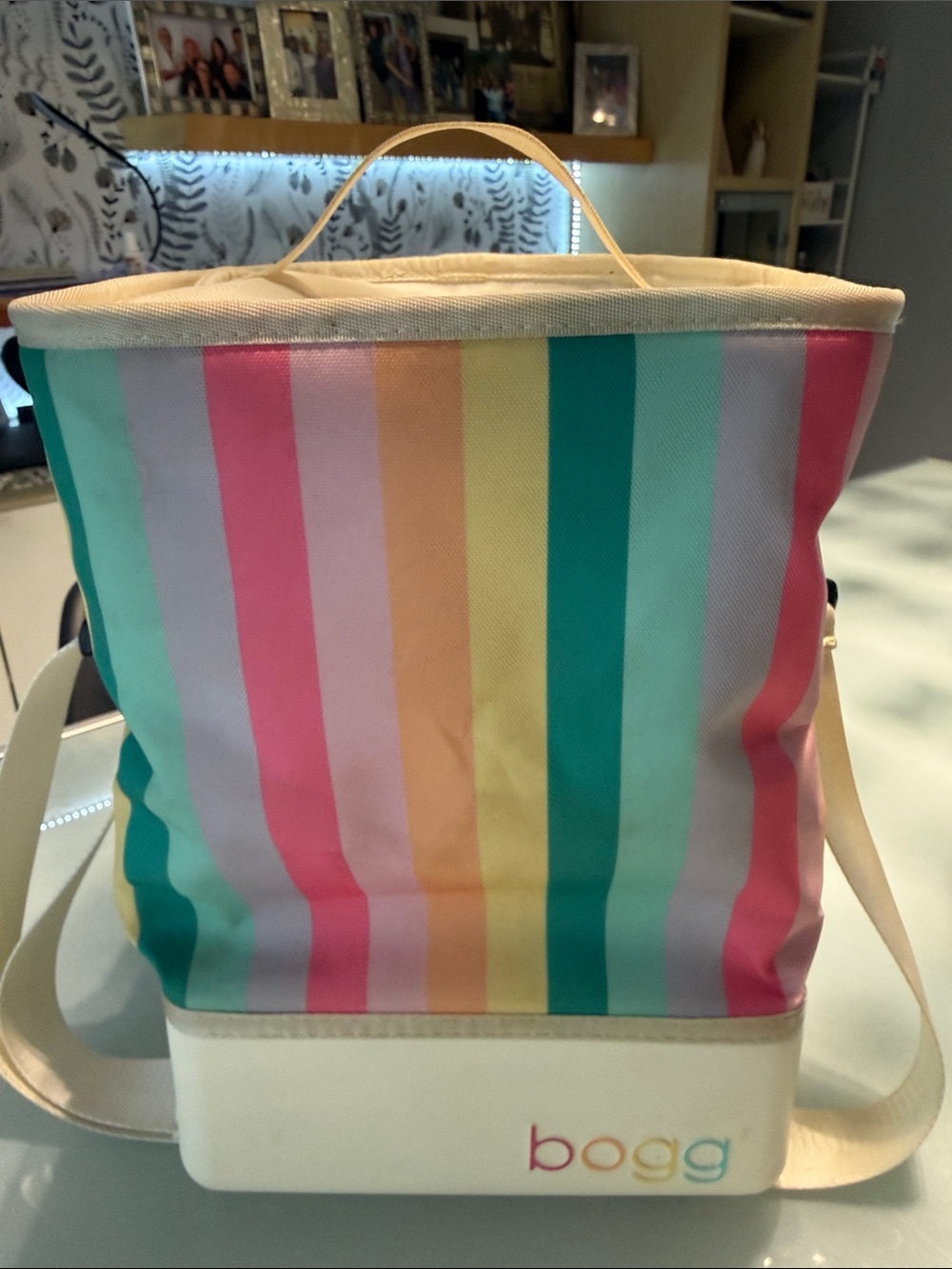 RARE Bogg Multi-Stripe Insulated Tote Bag - Pastel Stripe